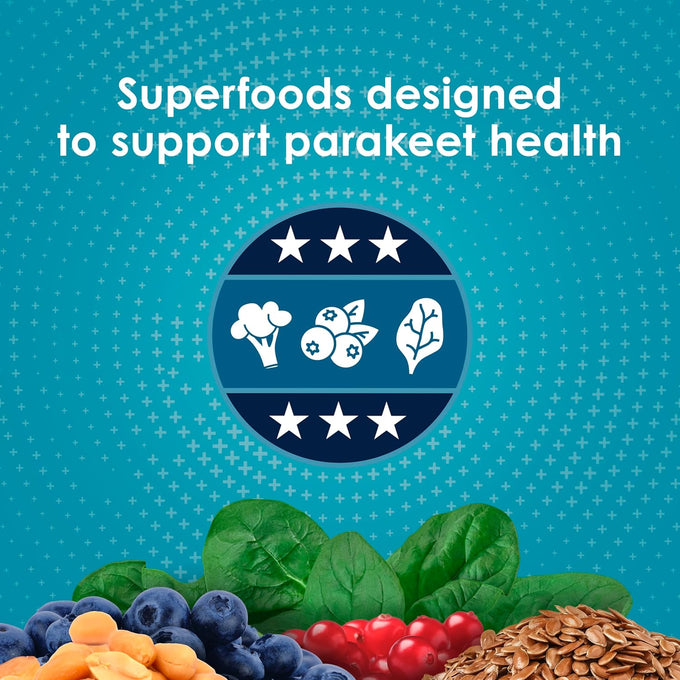 Kaytee Forti-Diet Pro Health Parakeet Food with Flaxseed, Peanuts, Blueberries, and Spinach, 2 Pounds, Comprehensive Nutrition