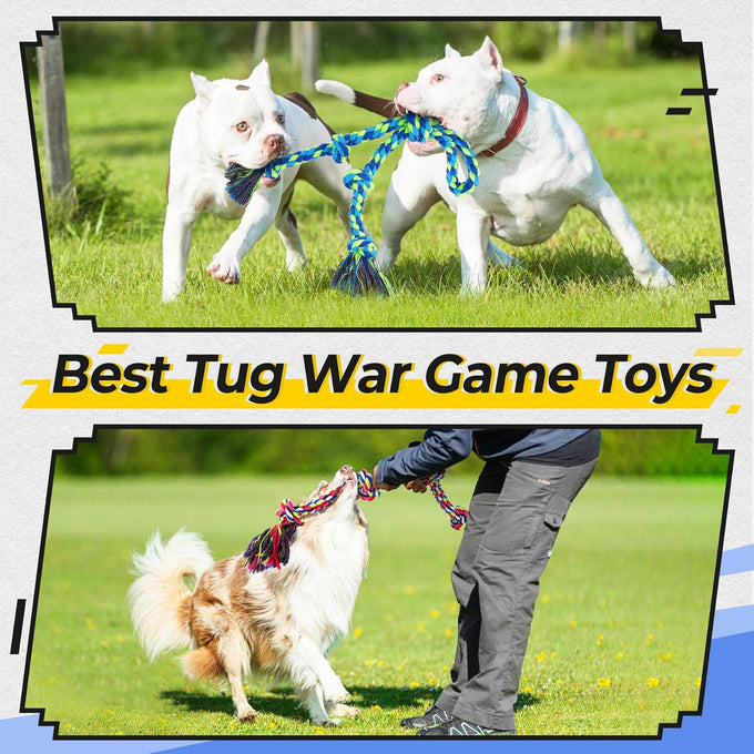 tough dog rope toys for aggressive chewers, durable tug of war dog toys, 5 pack including ropes and supplies