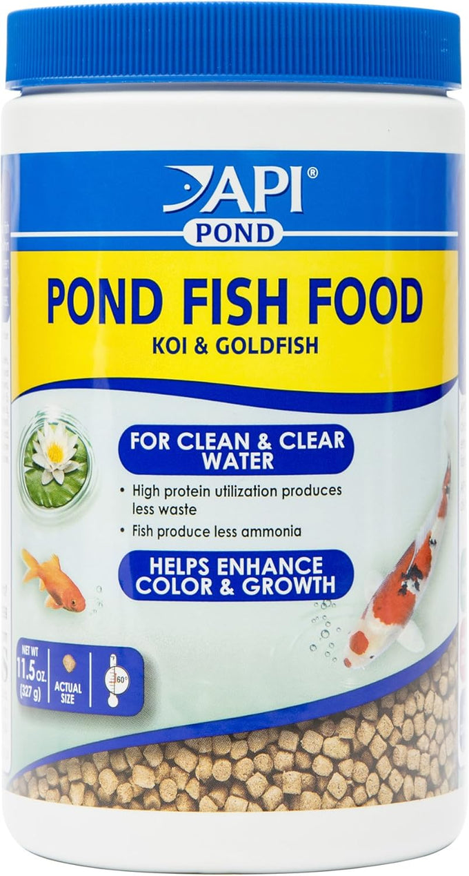 api pond fish food 11.5-ounce bag, superior pellet diet, high protein, healthy water, immune system support