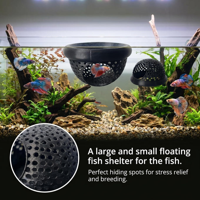 LXLO 2 PCS floating betta log & hammock, beta/betta fish tank accessories & toys, aquarium safe, compact design, 3D print PLA, 10cm x 5.6cm