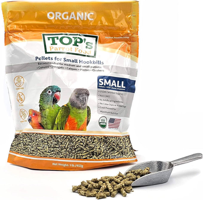 TOP's USDA Organic Certified Small Hookbill Bird Pellets for Small Birds Non-GMO 1lb