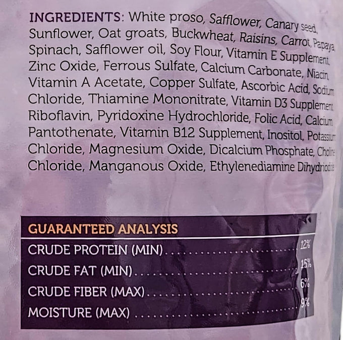 Cockatiel bird food with sunflower seeds, 4 lbs bag, triple cleaned and nitrogen flushed seed mix for cockatiel birds