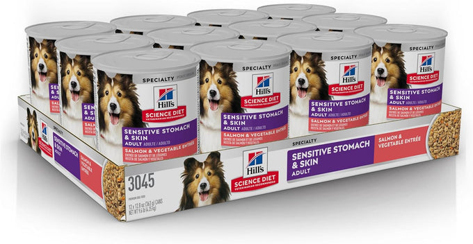 Hills science diet adult sensitive stomach salmon 12.8 oz cans 12 pack