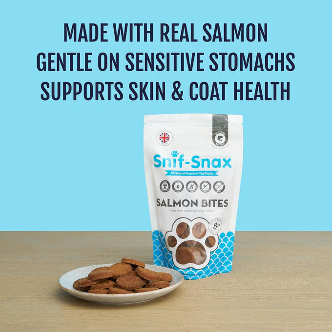 Snif-Snax Salmon Bites Dog Treats, All Natural, Human Grade, Grain Free, High Protein, Soft Salmon Snacks