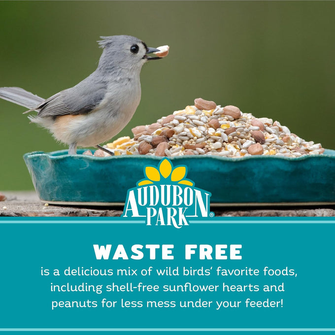 Audubon Park 12 lb No Mess Wild Bird Seed Blend with Sunflower Hearts & Peanut Pieces for Outside Feeders