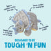 goDog Dinos Frills Squeaky Plush Dog Toy with Chew Guard Technology, durable fabric, for active play, gray, large