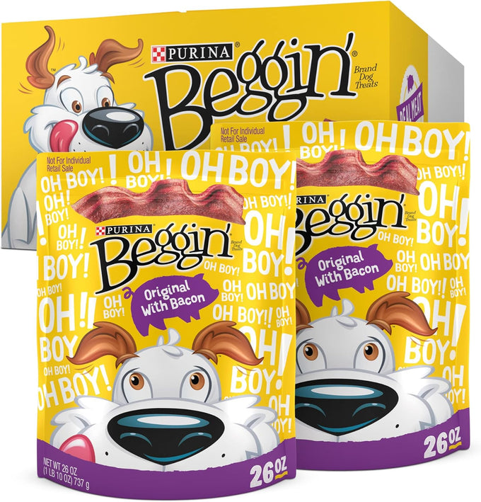 Purina Beggin' Strips Original Bacon Dog Treats, 26 oz. Pouches, Pack of 2