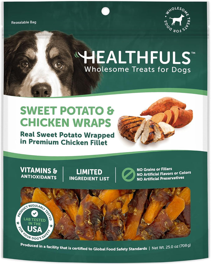 healthfuls chicken wrapped sweet potato dog treats 16oz high protein low fat usa lab tested