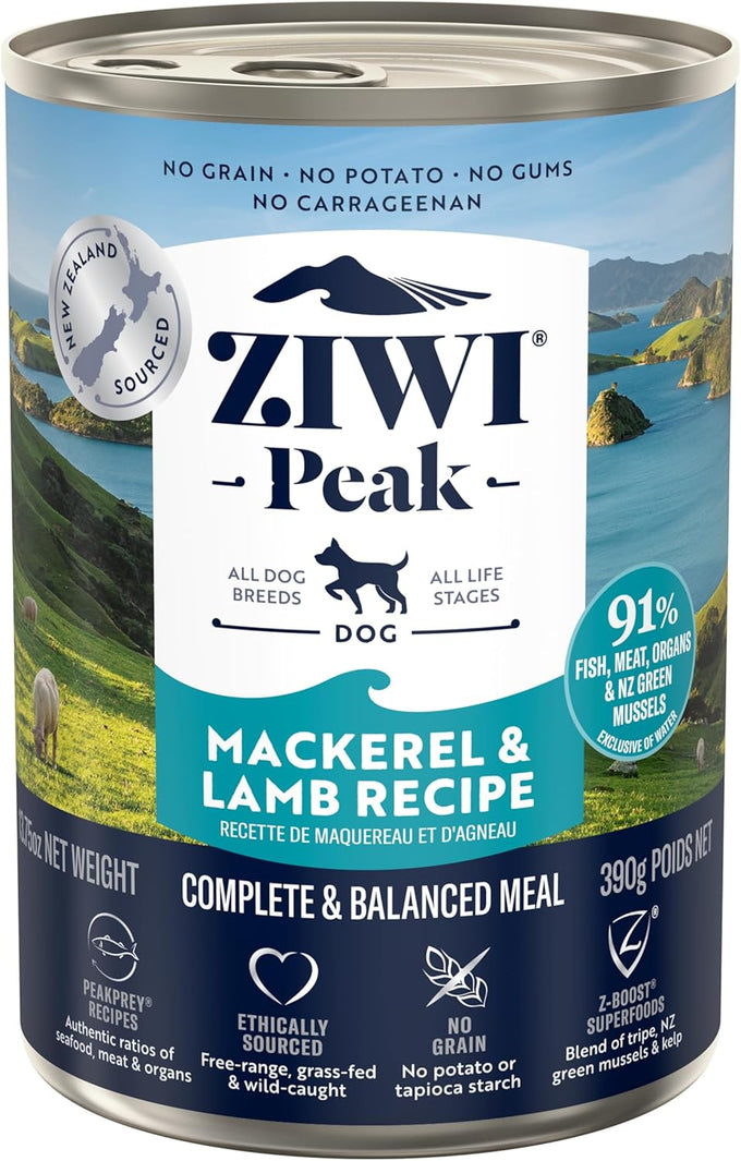 ZIWI Peak Canned Wet Dog Food - Mackerel & Lamb, 12 x 13.75oz