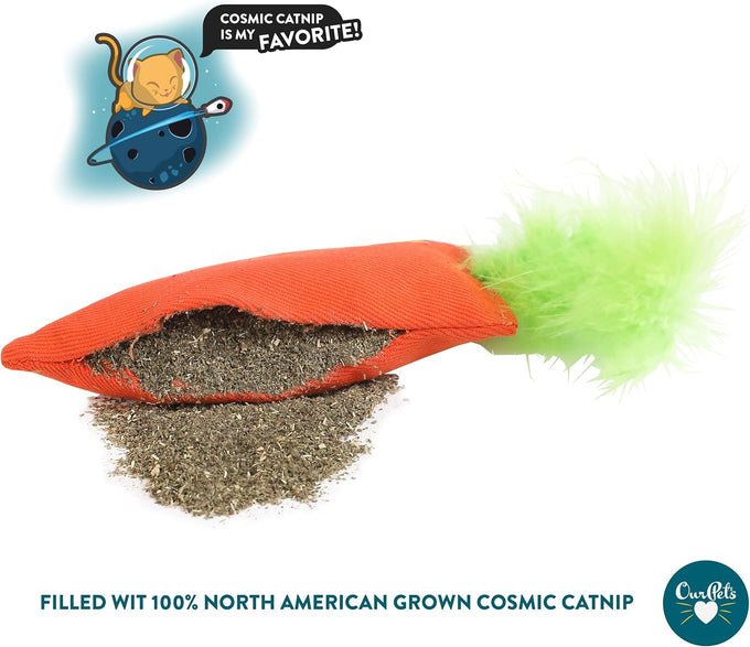 ourpets 100-percent north american catnip filled carrot cat toy 24k gold