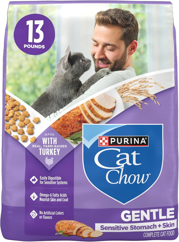 Purina Gentle Sensitive Stomach and Skin Cat Food with Turkey, 13 lb. Bag, Adult Dry Cat Food