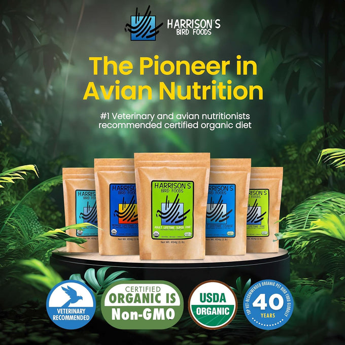 Harrison's Certified Organic Non-GMO Adult Bird Food Small 1lb Formula For Medium to Large Birds