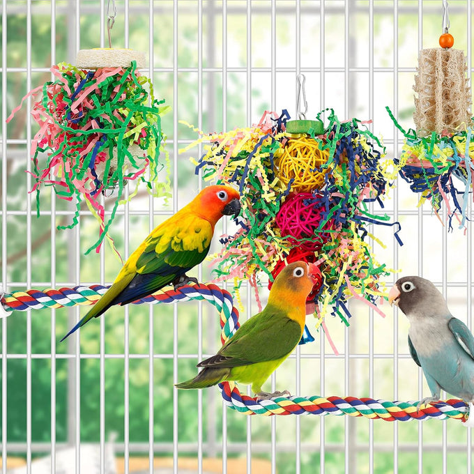 loofah bird shredding toy for parakeet conure cockatiel budgies lovebird parrotlet cage accessories