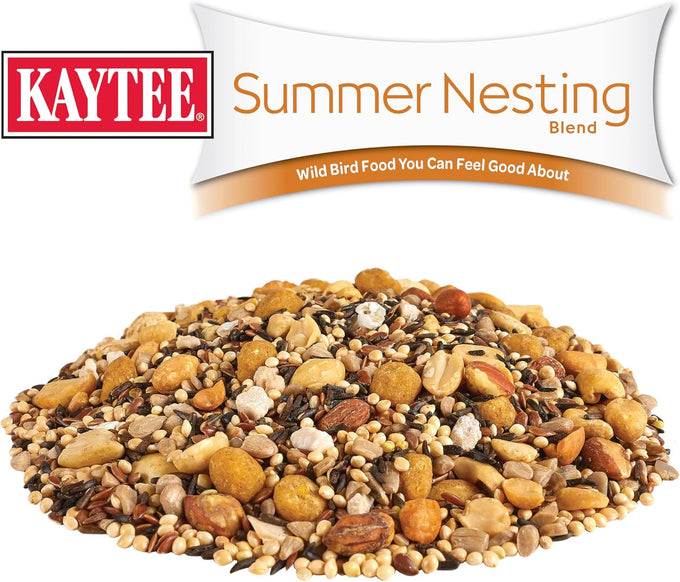 kaytee wild bird food, summer nesting seed blend, 8 lb, calcium-rich oyster shells, high protein nuts