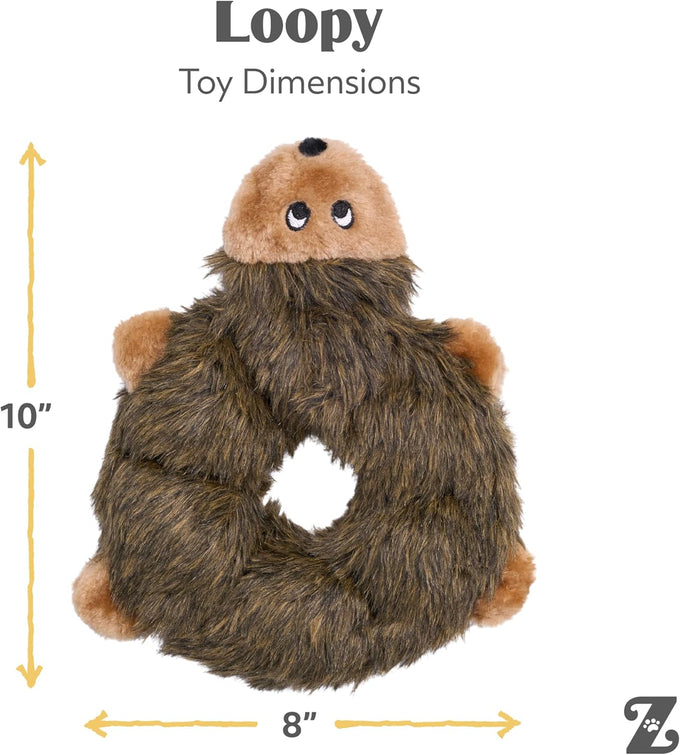 ZippyPaws Loopy No Stuffing Dog Toy for Small, Medium, & Large Dogs, Squeaky Pet Toy for Boredom, Soft Plush Puppy Products, Hedgehog Design