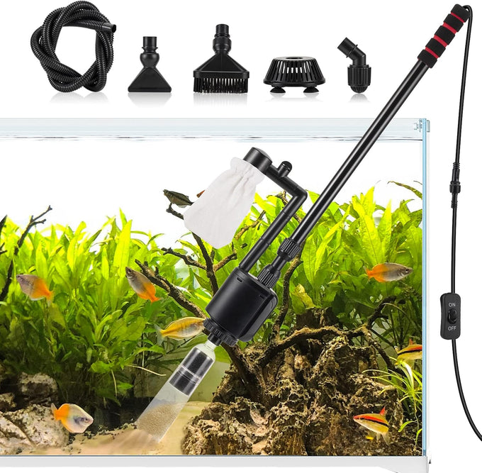 20w 110v 320gph electric aquarium gravel cleaner, vacuum, water changer and sand washer set with adjustable tube
