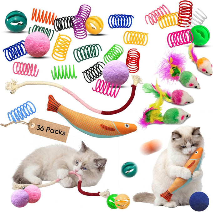 Whisker Delights 34-Pack Interactive Cat Toy Set for Indoor Cats and Kittens