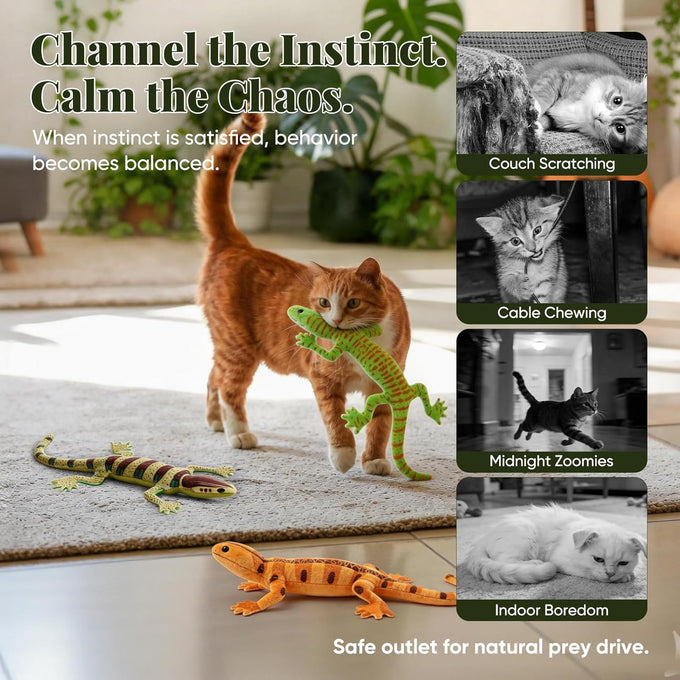 CiyvoLyeen Lizard Catnip Toys Soft Durable Plush for Indoor Cats Boredom Relief Teeth Cleaning Interactive Set of 4