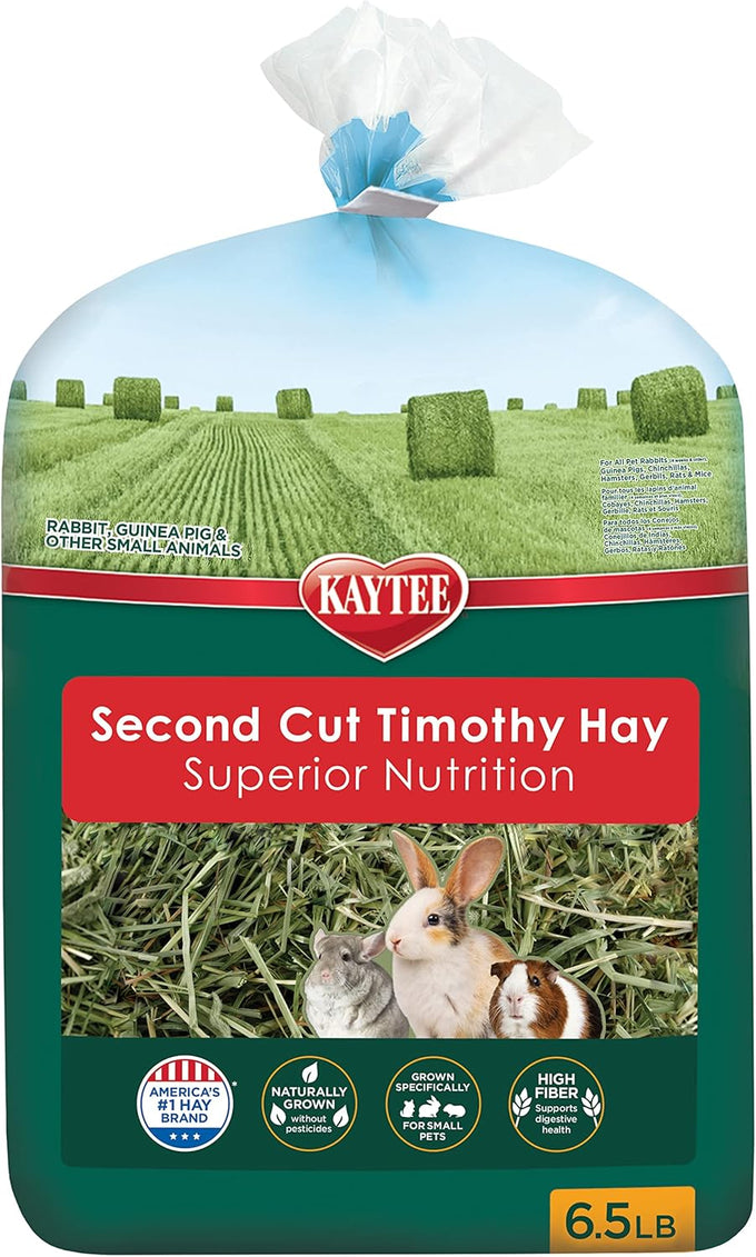Kaytee 2nd Cut Soft and Lush Timothy Hay, 6.5 lbs, America's Number 1 Hay Brand for Guinea Pigs, Rabbits, and Small Animals
