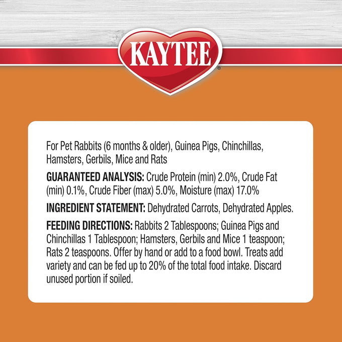 Kaytee natural pet snack for guinea pigs, rabbits, hamsters, and small animals, apple & carrot, 2.5 ounces