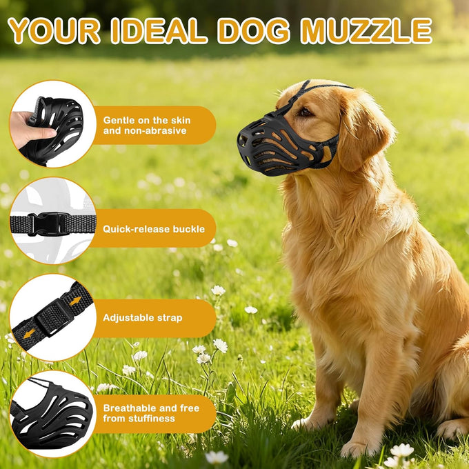 Soft, Breathable Dog Muzzle Suitable for Daily Use, Adjustable Basket Design Prevents Chewing and Biting
