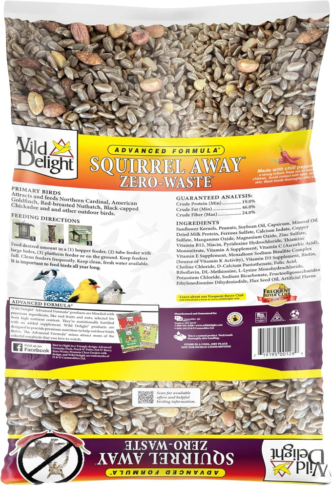 Wild Delight Advanced Formula Zero Waste Wild Bird Food 5lbs, Chili Pepper Blend, Squirrel Deterrent