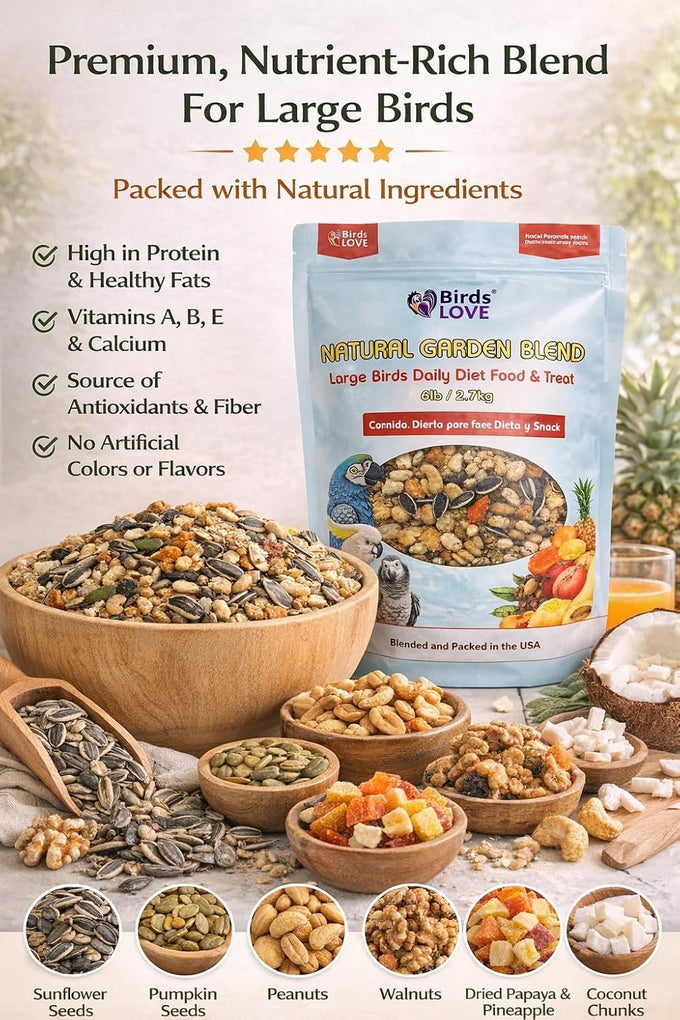 Parrots love all natural garden blend bird food 2lb, no artificial coloring or preservatives