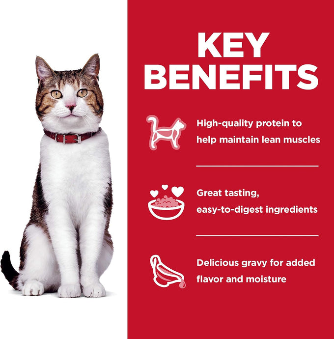 Hill's Science Diet Adult 7+ Wet Cat Food Variety Pack, Chicken & Tuna, 2.8 oz. Pouches, 12-Pack