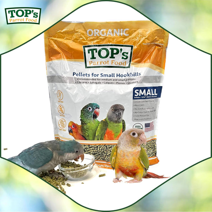 TOP's USDA Organic Certified Small Hookbill Bird Pellets for Small Birds Non-GMO 1lb