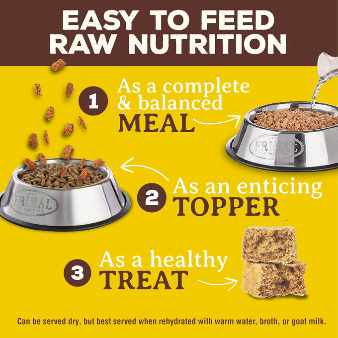 primal freeze dried raw dog food nuggets, rabbit, 14 oz, complete and balanced meal, grain free, high protein
