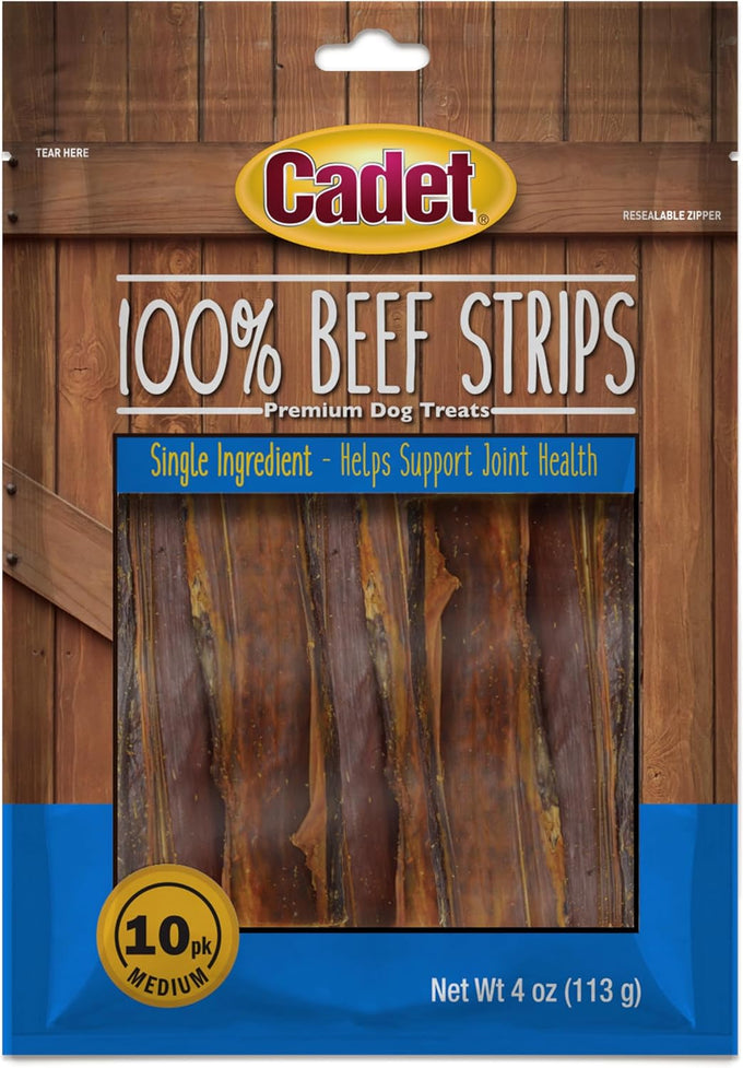 Cadet 100% Beef Esophagus Dog Jerky, 4 Ounce, Single Ingredient, Rawhide Alternative for Dogs