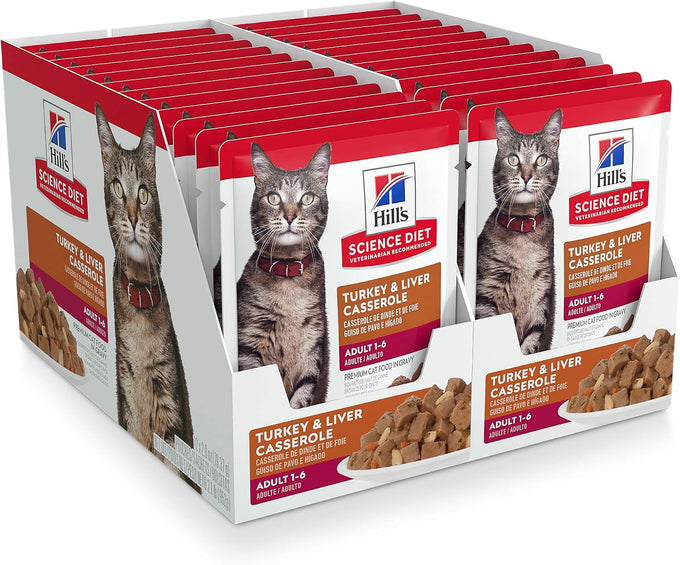 Hill's Science Diet Adult 1-6 Wet Cat Food Variety Pack, Chicken, Tuna, & Ocean Fish, 2.8 oz. Pouches, 12-Pack