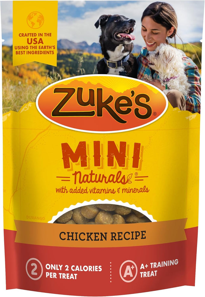 Zuke's Mini Naturals Dog Training Treats with Real Chicken, 2-Calorie Soft Dog Bites, 16 oz