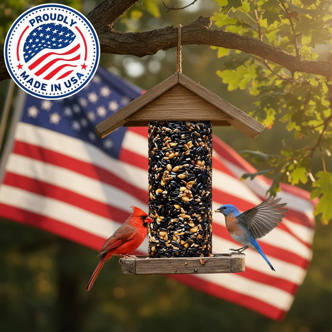 Hot Pepper Bird Seed Cylinders with Hole, 4" x 7.75", No Mess, All Natural, USA Made Birdseed for Outside Wild Birds