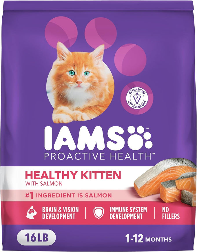 IAMS Proactive Health Kitten Dry Cat Food, Healthy Kitten Food Dry Recipe with Real Chicken in Every Bite, 16 Lb. Bag