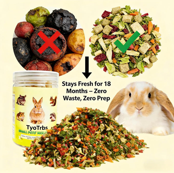 Hamster and Bunny freeze-dried fruit and vegetable salad with natural fiber and vitamins, 3.88oz resealable jar