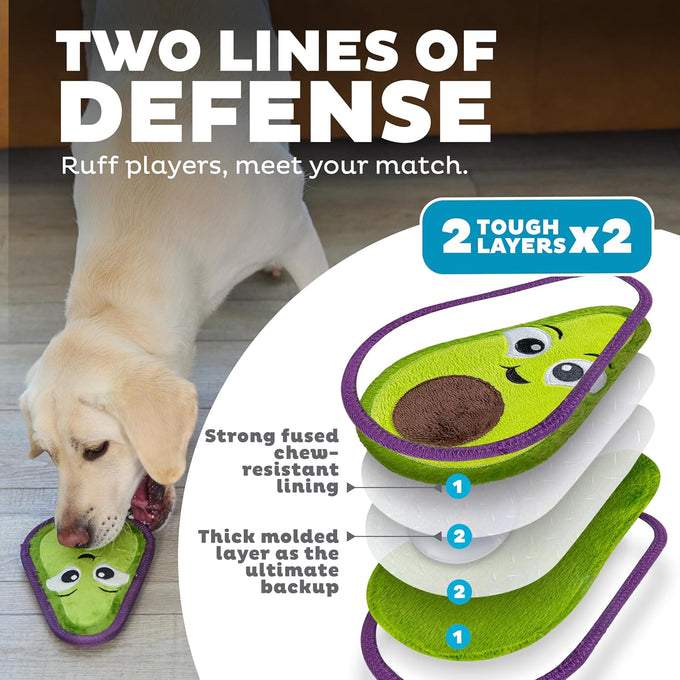 Outward Hound Medium Avocado Green Tough Skinz Durable Squeaky Dog Toy, Two Layers for Chew-Resistant Play