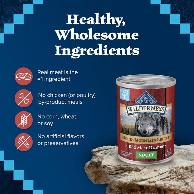 Blue Buffalo Wilderness Adult Wet Dog Food, High-Protein, Grain-Free
