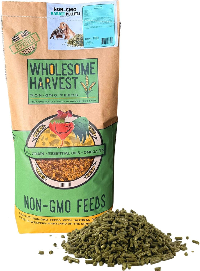 Non-Gmo Rabbit Food 25 Lb, 16 Protein, Alfalfa Hay, Supports Healthy Digestion, Suitable All Life Stages