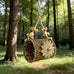 parrot woven grass nest swing set with tunnel, wooden chew toys, bird cage hanging play accessories for parakeet cockatiel
