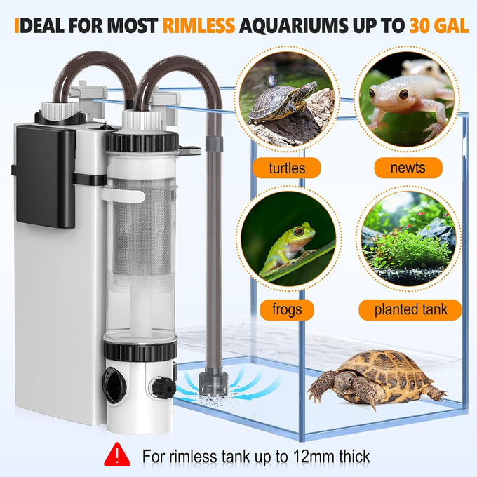 hygger quiet hang on back aquarium filter for small fish tanks 5-30 gallon with adjustable flow and surface skimmer