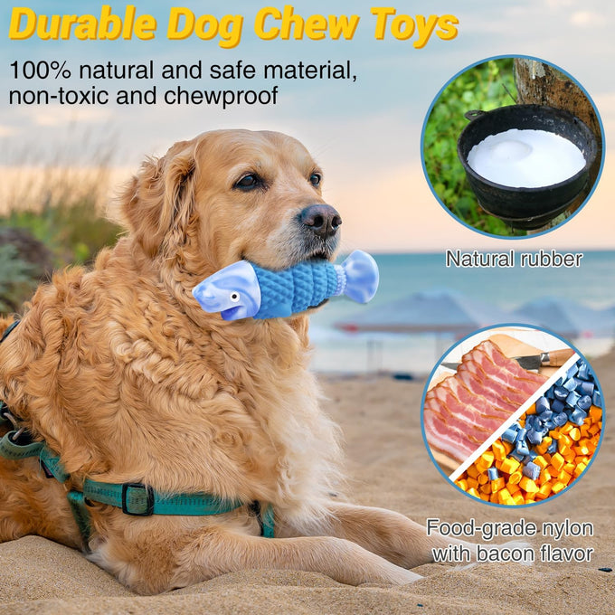 WinTour Tough Dog Toys for Aggressive Chewers, Indestructible Bacon Flavor Chew