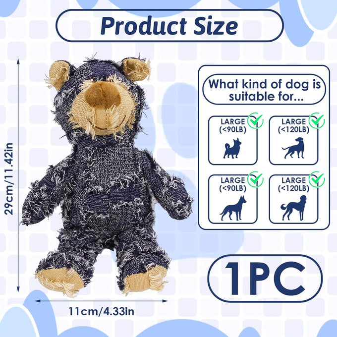 maxbeck indestructible robust bear dog toy a-navy size large
