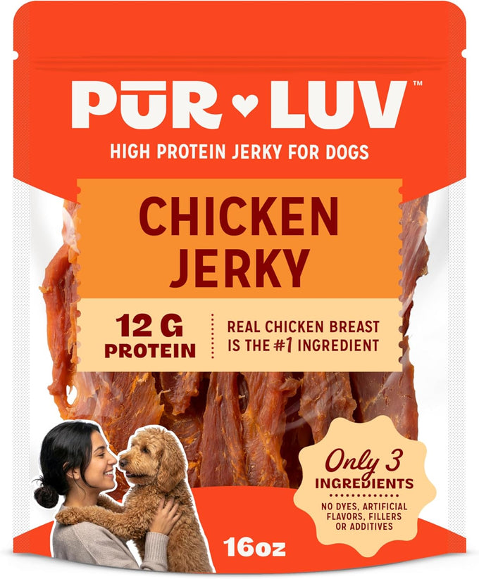 Pur Luv rawhide-free chicken jerky wrapped sweet potato dog treats, 16 oz, high protein, healthy, easily digestible