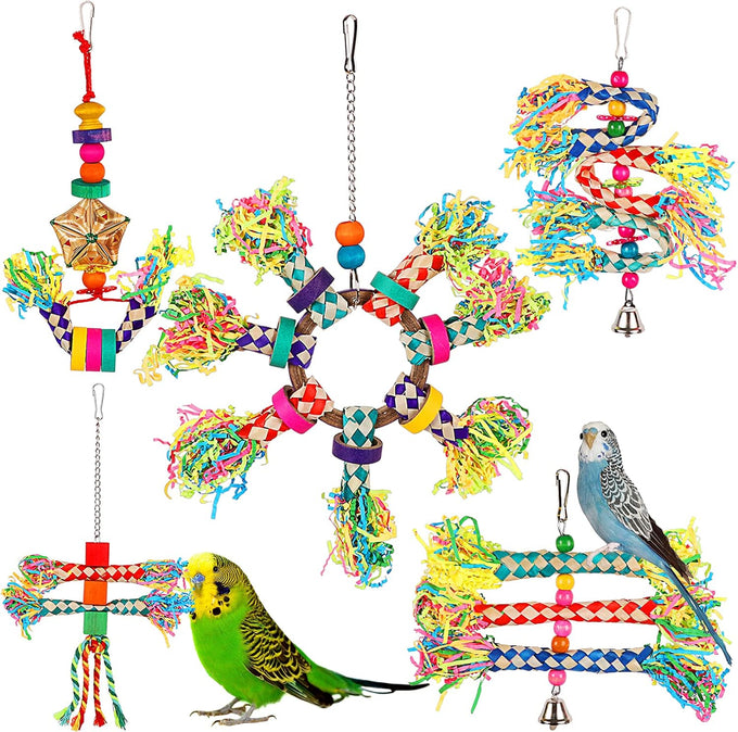 LifeIdeas 5PCS colorful bird toys for small to medium parrots, conures, cockatiels, and budgies
