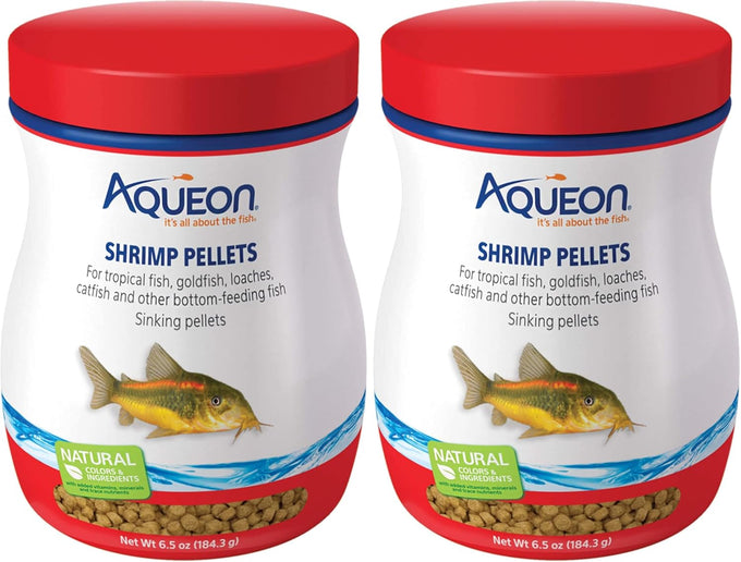 Aqueon sinking shrimp pellets food for tropical fish, goldfish, loaches, catfish, and bottom feeding fish, 6.5 ounces, 9mm diameter