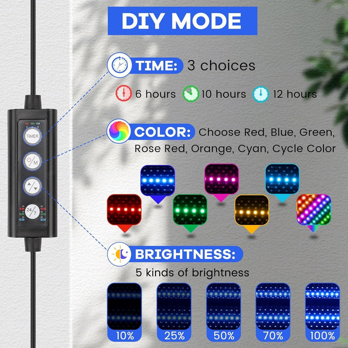 hygger clip on aquarium led light with multi-channel controller 7 color options 24/7 lighting