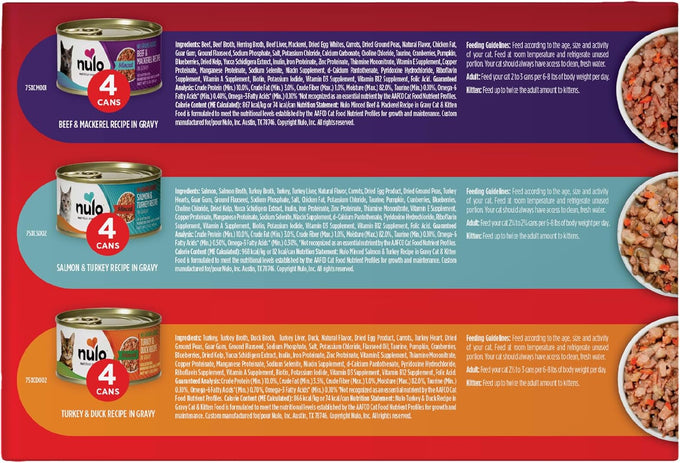 Nulo Variety Flavors Grain-Free Minced Wet Canned Cat Food, 3 Ounce (Pack of 12)