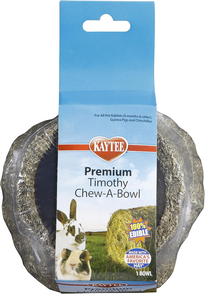 Kaytee Premium Timothy Hay Chew-a-bowl for Small Mammals, 100% Edible Toy and Treat