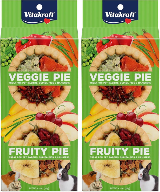 Vitakraft veggie and fruity pie treats for small pets, 2 pies, brown, 1.27 ounces, pack of 1